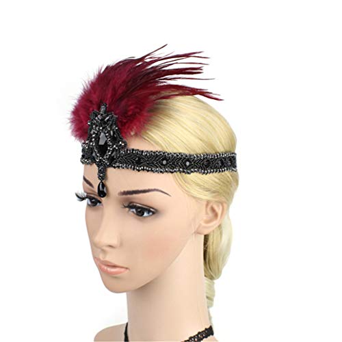 Roaring Art Deco 1920s Flapper Feather Headpiece Roaring 20s Great Gatsby Headband for Women 1920s Headwear