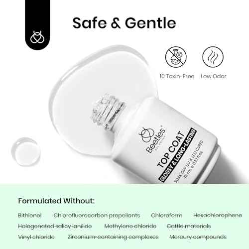 Beetles 2Pcs 15ml Gel Base and Top Coat Set - Upgrade No Wipe Extra Glossy Top Coat Finish for Gel Nail Polish, Soak Off UV/LED Lamp Needed, Essentials for Long-Lasting Manicure Halloween Kit