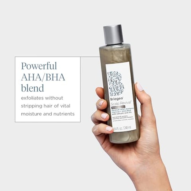 Briogeo Scalp Revival Megastrength Dandruff Shampoo, Charcoal + AHA/BHA with Salicylic Acid 3%, Anti-Dandruff Shampoo to Soothe a Dry, Flaky, Itchy Scalp,, Vegan, Cruelty-Free, 8.4 fl oz