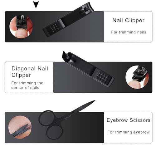 Nail Clipper & Grooming Set,10-Piece Manicure Set, Nail Care Kit with Travel Case, Ideal Christmas Gift or Stocking Filler Stuffers for Men & Women