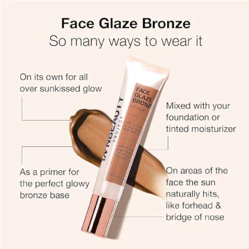 iNNBEAUTY PROJECT Bronze Face Glaze Gel Cream with Squalane, Ceramides & Hyaluronic Acid (0.85 oz / 25 ml) + Bonus Acne Patch (36 Pieces)
