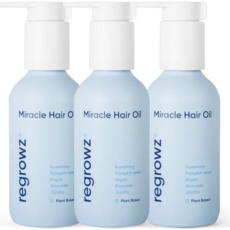 Regrowz Natural Hair Oil 3 x4.06 Fl Oz - Rosemary Hair Growth Oil with Argan & Jojoba ? Strengthen, Hydrate & Moisturise Dry, Damaged Hair ? Hair Loss Treatment