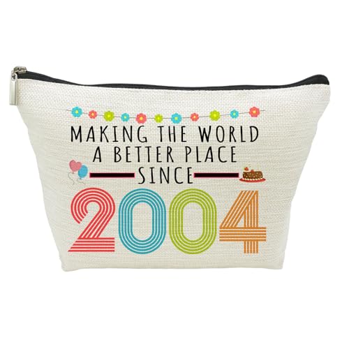 21st Birthday Gifts for Women, Funny 21 Year Old Gift Makeup Bag, 2004 21st Birthday Makeup Bags for Her, Mom, Aunt, Wife, Sister, Coworker, Friend, Making The World a Better Place Since 2004