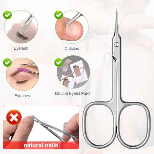 CGBE Cuticle Scissors Extra Fine Curved Blade, Super Slim Manicure Scissors for Cuticles Professional Small Scissors with Precise Pointed Tip Grooming Blades, Eyebrow, Eyelash, and Dry Skin - Silvery