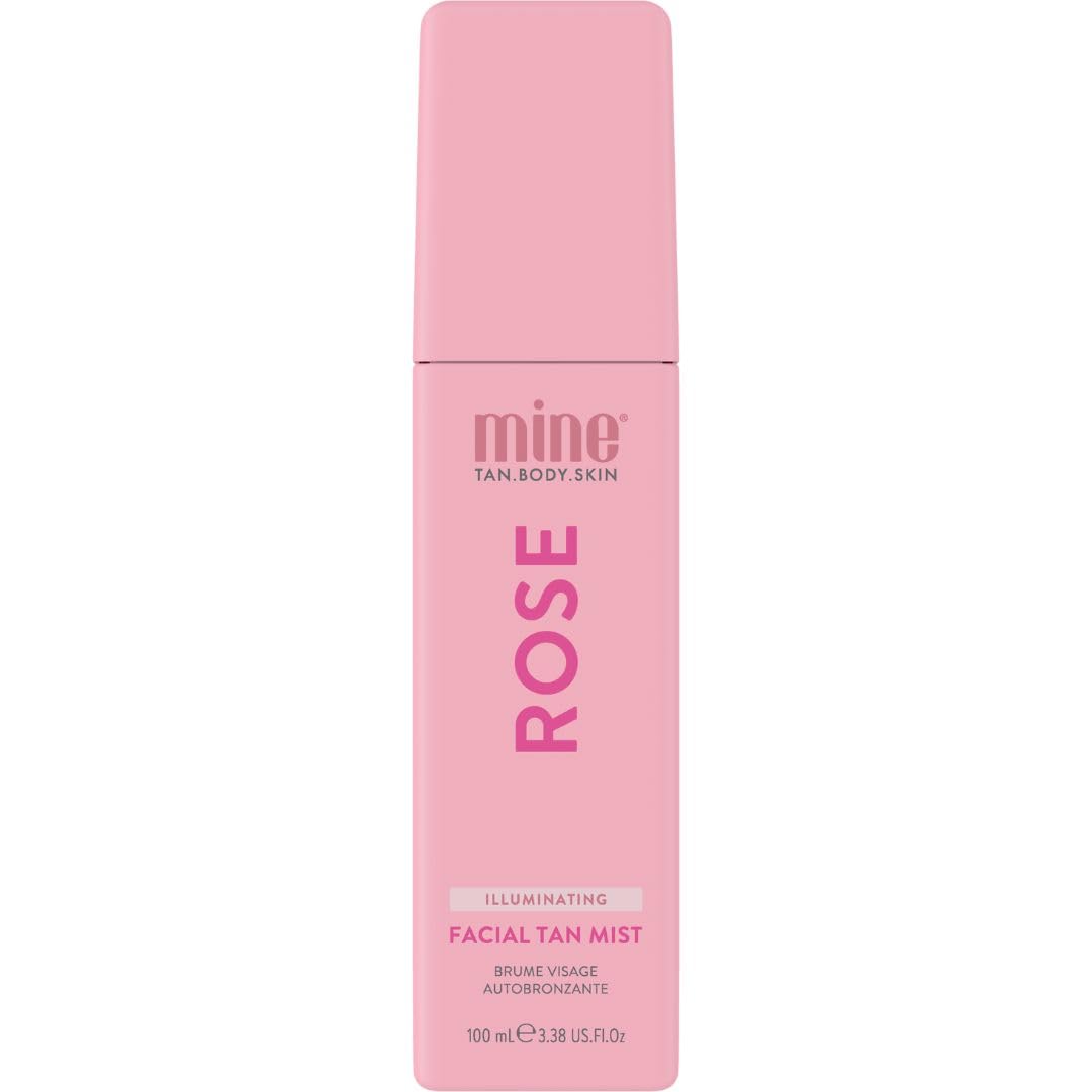 Minetan Rose Face Tan Mist - Clear Facial Self Tanning Spray with Soothing Rose Water & Vitamin C | 3.38 Fl Oz