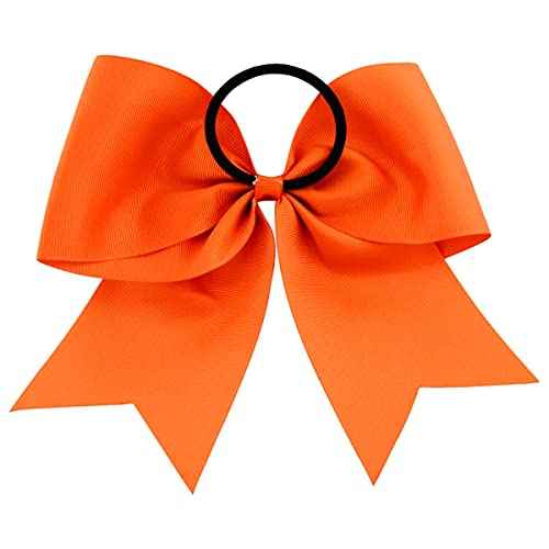 WillingTee 20Pcs 8" Large Cheer Bows for Girls Ponytail Holder Grosgrain Ribbon Cheerleading Bows Elastic Hair Tie Bands for Baby Girls School Colleage Teens Senior Cheerleader
