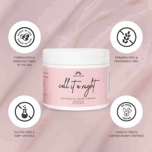 Skin Deva Glycolic Acid Cream Exfoliates Skin During Sleep - Brightens, Corrects Dark Spots & Shadows, Evens Skin Tone, Reduces Pores. Natural Glycolic, Kojic, Salicylic Acid, Niacinamide, Retinol, Arbutin