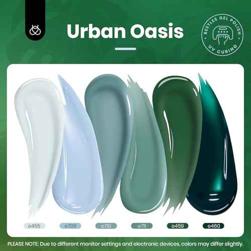 Beetles Fall Gel Nail Polish Set, 6 Colors 15ML Green Gel Nail Polish Kit Winter Nails Misty Gray Dark Green Baby Blue Full Size Nail Gel Polish Soak Off UV Lamp DIY Manicure Salon Gifts for Women