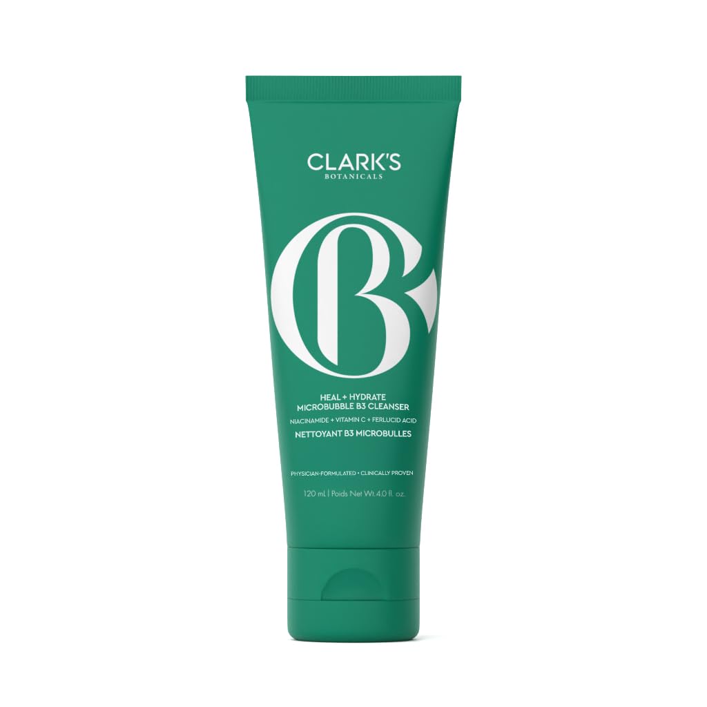 Clark's Botanicals Heal + Hydrate B3 Cleanser, Daily Deep Clean Niacinamide Face Wash with Vitamin C for Clarifying and Minimizing Pores, 4 Oz (Pack of 1)