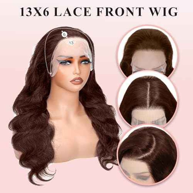 30 Inch Chocolate Brown Lace Front Wig Human Hair 200 Density Body Wave 13x6 Hd Lace Front Wigs Human Hair Pre Plucked 4# Brown Wig Human Hair Colored Wigs for Women