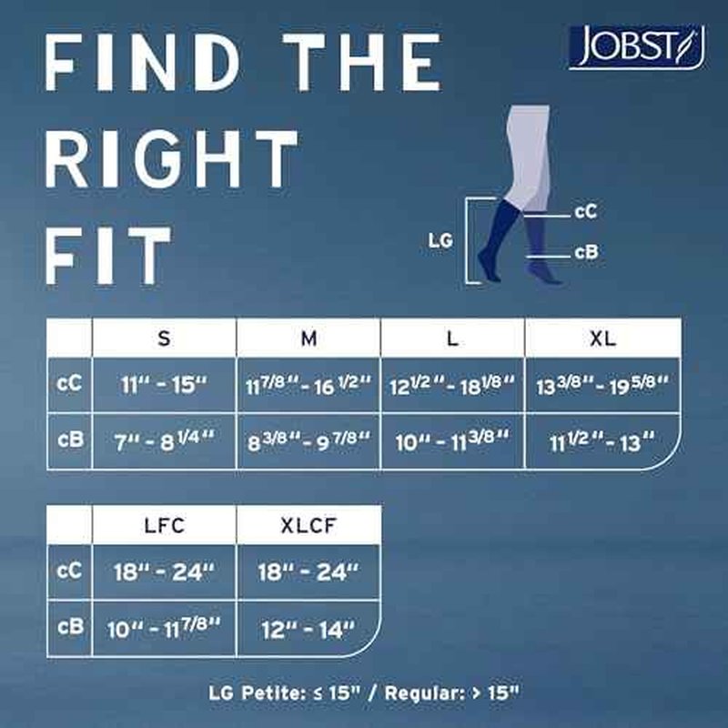 JOBST Relief 20-30 mmHg Compression Stockings, Knee High, Closed Toe, Black, Large Petite