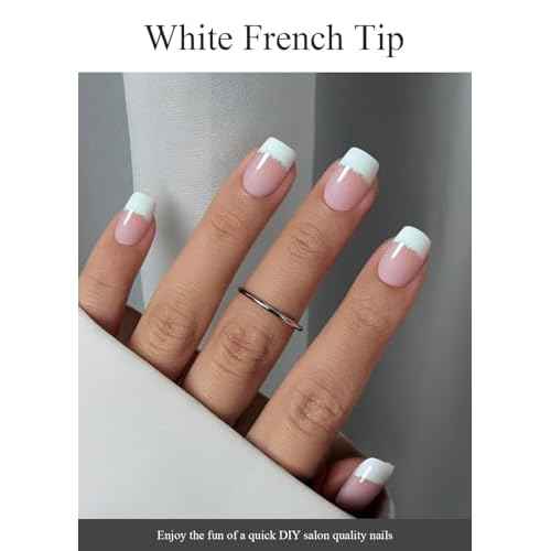 Semi Cured Gel Nail Strips (A White French Tip), Clear Base, 20 Pcs Gel Nail Wraps, Stickers, UV Light Required, Salon Quality, Long Lasting