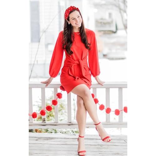 Valentines Day Headband for Women Red Heart Knotted Pearl Rhinestone Jeweled Hairband Fashion Valentine Holiday Wide Head Band Hair Accessories Gifts (red knot hairband)