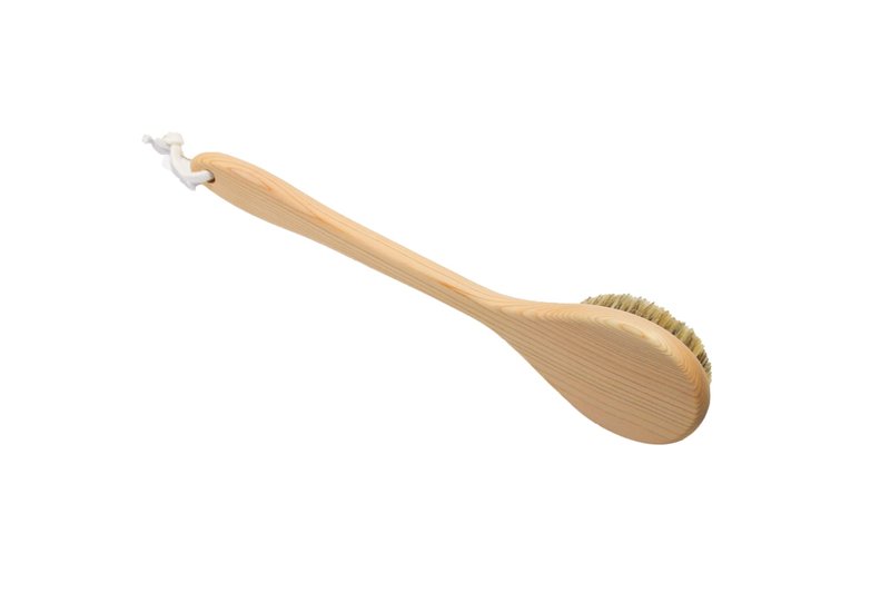 Body Brush, Long Handle 14inches, Horse Hair, Japanese Hinoki Tree Wooden Handle