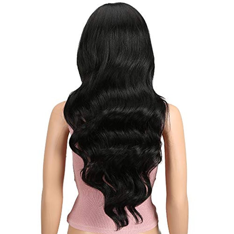 Joedir 26" Big Curly Wavy Supreme Free Parting HD Lace Frontal Wigs With Baby Hair High Temperature Synthetic Wigs For Women 180% Density Wigs(Black Color)