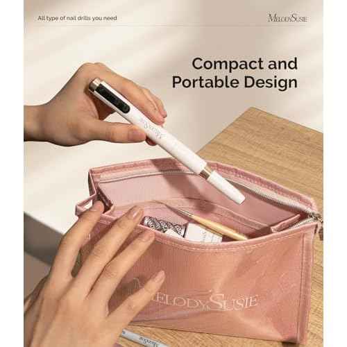 MelodySusie Manicure Cordless Nail Drill PM170F White, 30,000RPM Ultra Fine Portable Electric Nail File, Low Noise & Low Vibration, Coreless Motor with Bits & Ultra Fine Sanding Bands for Beginners