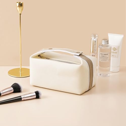 Travel Makeup Bag, Waterproof Canvas Cosmetic Bag Make Up Organizer Case for Women, Large Toiletry Bag Skincare Pouch for Toiletries Accessories Brushes