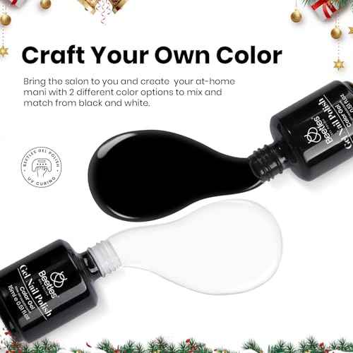 beetles Christmas Gel Polish - Black and White Colors Gel Nails, 2pcs 15ml Black White Polish Soak Off Led Nails Art Manicure Salon Christmas gift for Women