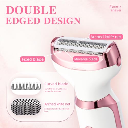 4-in-1 Electric Razor for Women - Rechargeable Painless Body & Facial Hair Remover, Bikini Trimmer for Legs, Underarm & Face, Portable Women's Shaver Set with Smooth Glide Technology