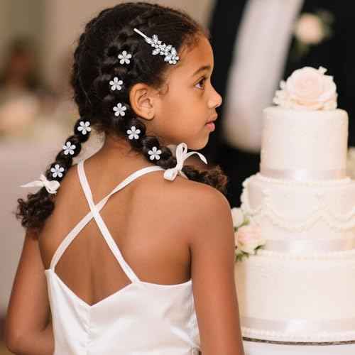 YISSION 22 Pcs Rhinestone Hair Clips Crystal Hair Barrettes with Pearl Silver Hair Clips Decorative Flower Hair Pins Wedding Bridal Rhinestone Hair Accessories for Women Girls (Combination 2)