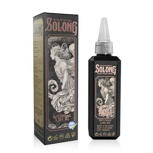 Tattoo Ink,Solong S Series 3.4oz(100ml) Professional Black Tattoo Ink for Outlining,Shading and Blending-Premium Black Tattoo Supplies,TI303S-100-031