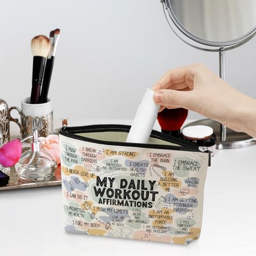 Daily Affirmations for Women Makeup Bag Workout Gifts for Women Encouragement Inspirational Mental Health Gifts for Female Friend Coworker Birthday Friendship Mothers Day Nurse Day Travel Toiletry Bag