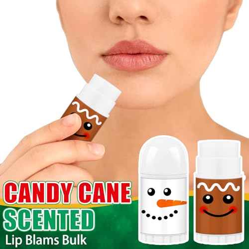 50 Pcs Christmas Peppermint Lip Balms Gifts Bulk, Mini Candy Scented Lip Moisturizer Xmas Party Stocking Stuffer Thank You Appreciation Gift for Women Coworker Staff Homeless (Xmas Character)