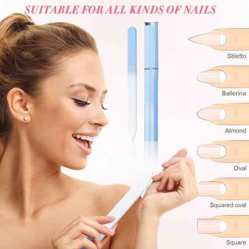 NICEMOVIC 6 Pack Glass Nail File for Natural Nails, Stocking Stuffers for Teen Girls Women Adults, Eater Valentines Birthday Christmas Gifts for Teens Girl Grandkids Mom Wife Her, Nail File and Buffer