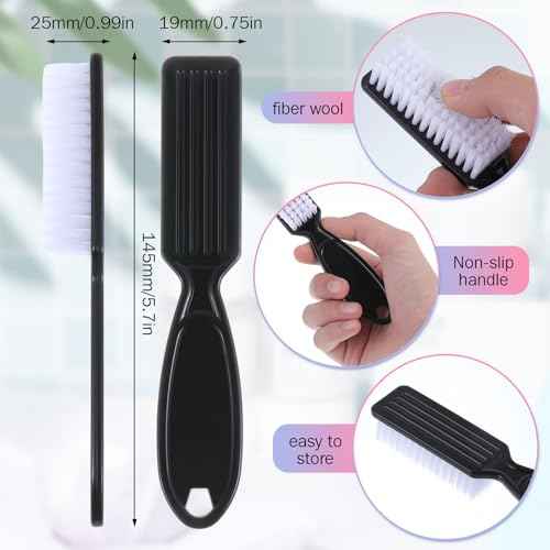 Patelai 15 Pieces Nail Brush Handle Grip for Cleaning Fingernails Toes Scrub Manicure Pedicure(Black)
