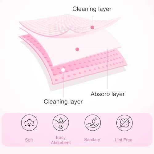 BLUERISE Lint Free Nail Wipes Pink 600pcs Nail Polish Remover Pads Soft Absorbable Eyelash Extension Glue Cleaning Wipes