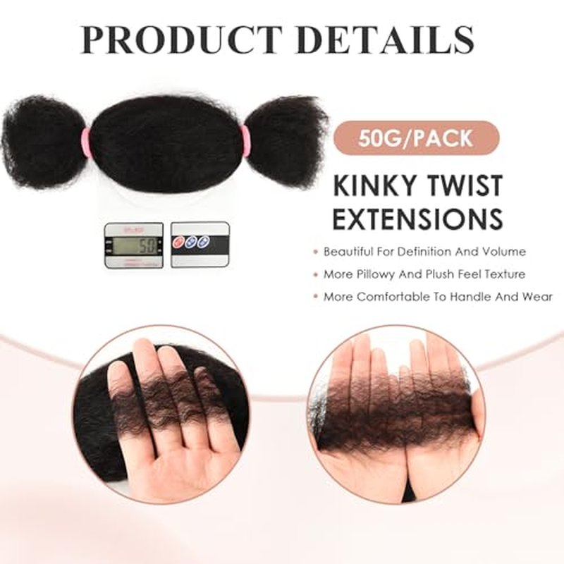 Afro Kinkys Bulk Human Hair Pre Stretched Braiding Hair Bulk Human Braiding Hair For Braids,Dreadlocks, Loc Repair,Soft Yaki Texture(14Inch, 50g/Pack)