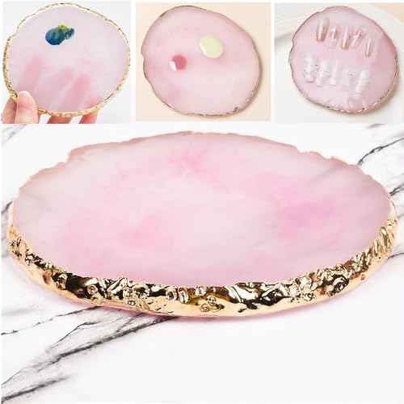 Resin Nail Art Palette with 5 Pcs Nail Art Brushes, Nail Polish Mixing Palette Double-Ended Dotting Pen Nail Art Liner Brush for Nail Art