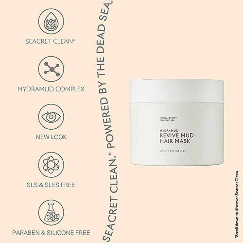 SEACRET Mud Hair Mask with Argan Oil & Minerals From The Dead Sea, A Reviving Hair Mask For Damaged Hair, Suitable For All Hair Types, 8.5 FL.OZ