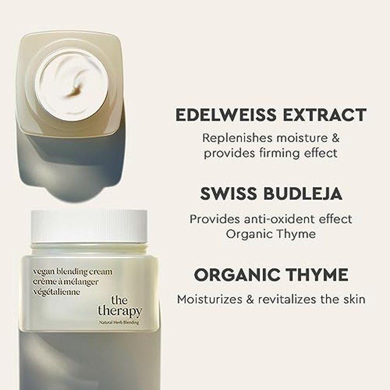 The Face Shop The Therapy Vegan Blending Cream Face Moisturizer - Soothing, Anti-Aging, Anti-Wrinkle, Firming Cream - Refillable - Face Cream Ideal for Sensitive & Dry Skin - Korean Skin Care