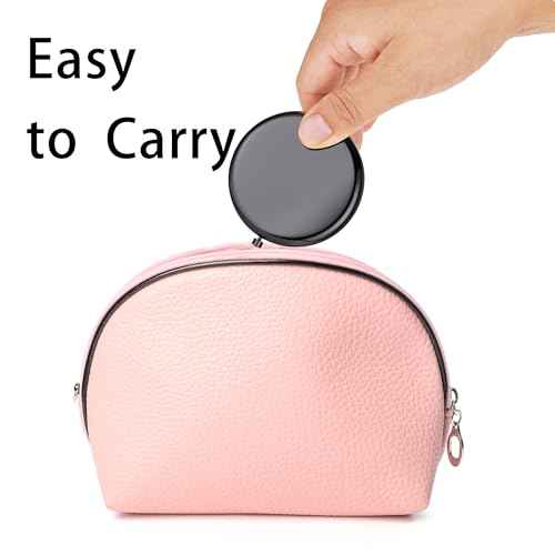 Compact Mirror, Pocket Travel Makeup Mirror for Purse, Metal Round Shell, 2-Sided 1X/2X Magnifying, Portable, Folding, Handheld, Black, 6 Pack
