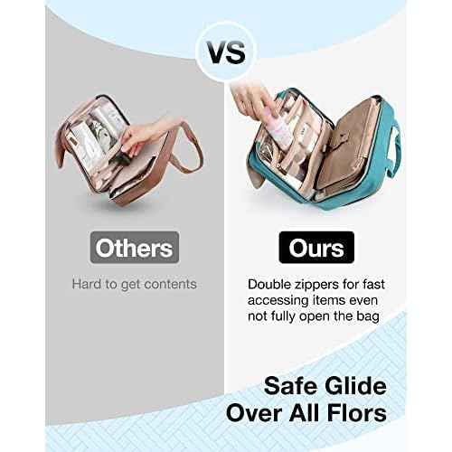 BAGSMART Toiletry Bag Hanging Travel Makeup Organizer with TSA Approved Transparent Cosmetic Bag Makeup Bag for Full Sized Toiletries, Large-Blue