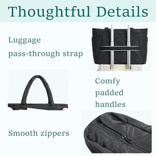 Puffer Tote Bag for Women, Large Quilted Puffy Handbag
