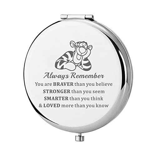 KEYCHIN Tiger Pocket Mirror Cartoon Movie Fans Gifts You are Braver Stronger Smarter Than You Think Compact Makeup Mirror for Women Girls Teenagers (Tiger Always-S)