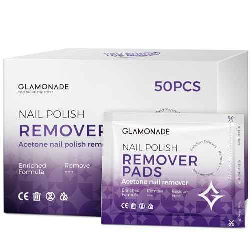 Nail Polish Remover Pads: 50 Pack Bulk Set Acetone Nail Polish Remover Wipes Individually Wrapped - Rapidly Remove Gel Polish & Fingernail Polish Travel Kit for Home & Salon