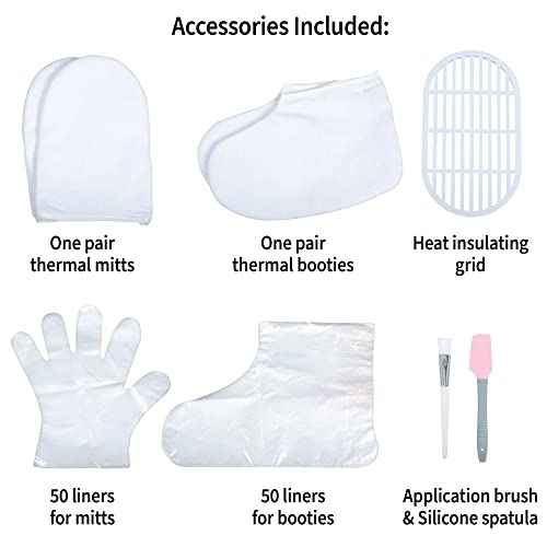 ForPro Nurture Digital Paraffin Bath Kit, All-In-One Paraffin Wax Kit for Hands and Feet, Includes 3 Lb. Paraffin Wax, Thermal Mitts & Booties, 100 Liners and Accessories