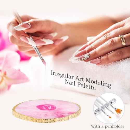 Nail Art Tools 27Pcs Set,Nail Art Brush,Resin Nail Art Palette,5 Pcs Nail Art Sculpture Pen,2-way Acrylic Silicone Engraving Pen Dotting Pen Tools Nail Art Kit for Nail Art DIY