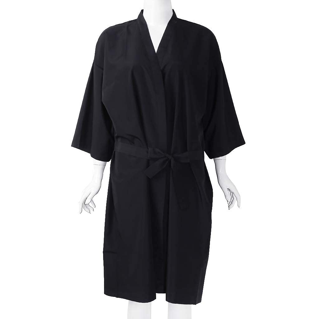 Fancystyle Pack of 20 Disposable Spa Robes Travel Kimono,Hair Salon Smocks Capes Haircut Cape Salon Robesfor Spa -Black/White