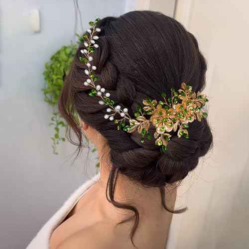 Bridal Headwear with Hair Comb - Wedding Headband for Brides(Green)