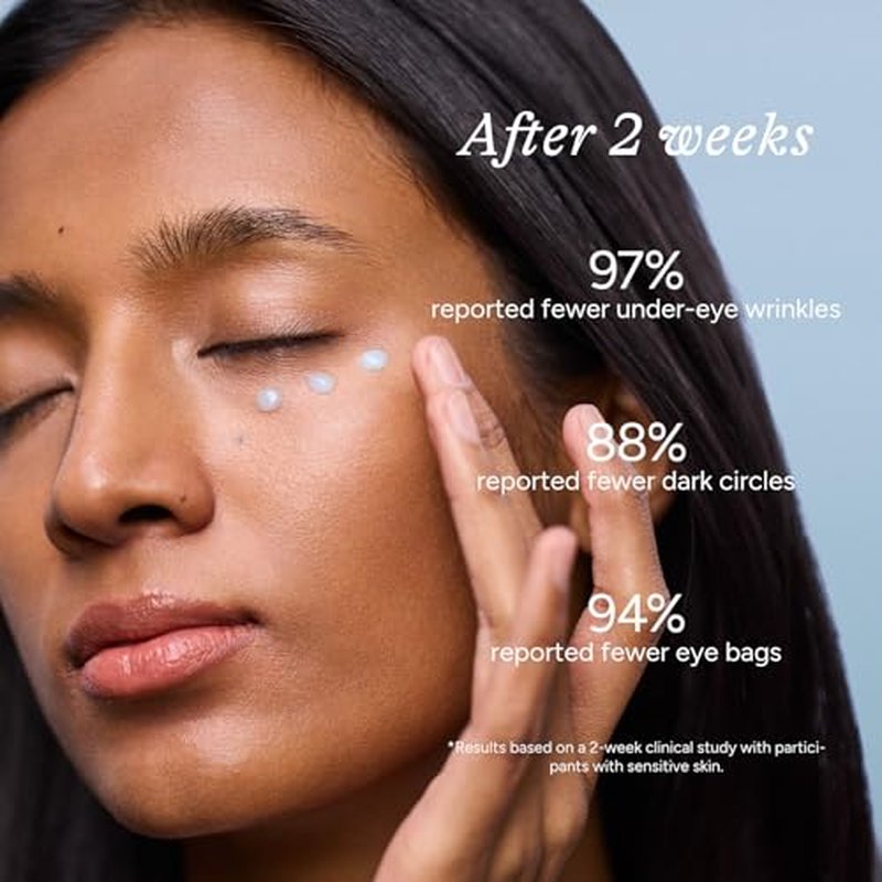 Caffeine Eye Serum, Firming Hydrating Renewing Eye Cream with Bakuchiol Hyaluronic Acid for Reduces Fine Lines, Dark Circles & Puffy Bags, Eyes Care with Zamak Applicator, 0.5 fl. oz