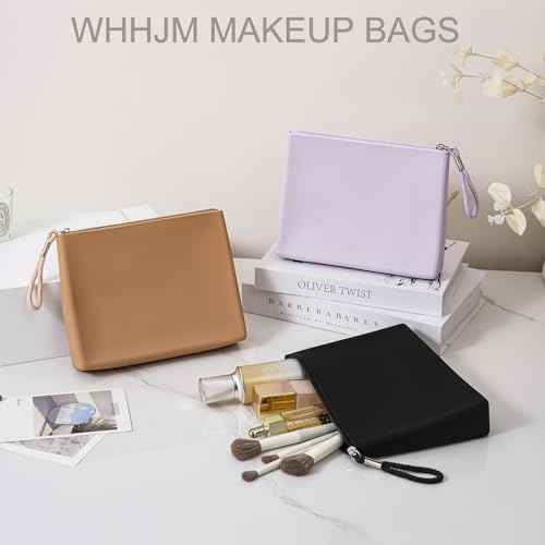 Silicone Makeup Bag for Purse Zipper Cosmetic Pouch Makeup Brush Holder Large Makeup Organizer Silicone Travel Pouch for Women (Black)