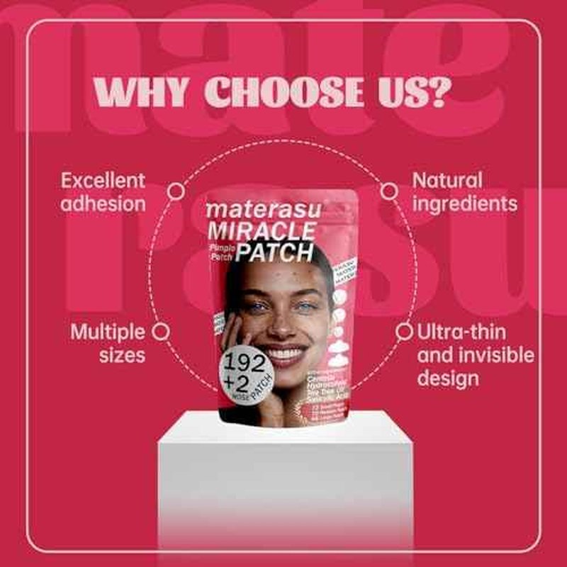 194pc Pimple Patches (192+2 Patches),3 Size with 2 Nose Hydrocolloid Acne Patches with Tea Tree Oil