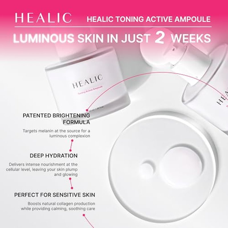 Toning Active Ampoule?Brightening, Hydrating&Soothing with Tranexamic Acid, Niacinamide&Hyaluronic Acid, Dark Spot Correction, Gentle for Sensitive Skin, Korean Skin Care, 50ml/1.69 fl.oz