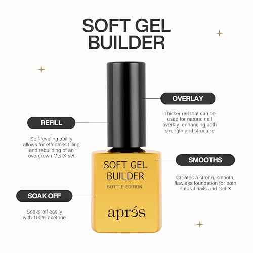 Apr?s Soft Gel Builder in a Bottle, Self-Leveling Soak-Off Gel-X Nail Extension Thickening Strengthener