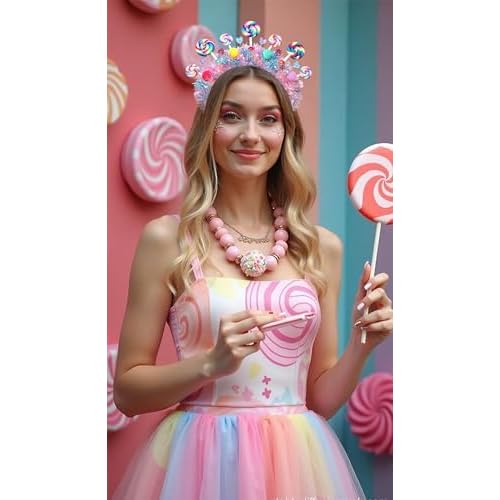 NVENF Candy Headband Costume Accessories Christmas Candy Cane Lollipop Headbands Halloween Holiday Christmas Outfit for Women