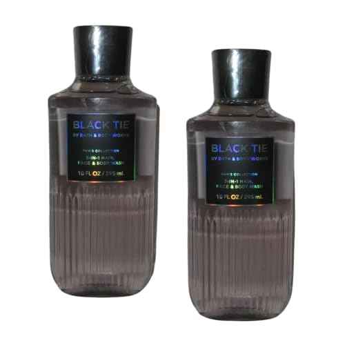 Bath and Body Works For Men 3-in-1 Hair, Face & Body Wash - Value Pack lot of 2 - Full Size (Black Tie)